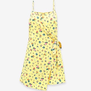  เดรสมือสอง POMELO Wrapped V Neck Romper - Yellow ใส่ครั้งเดียวค่ะ Size M