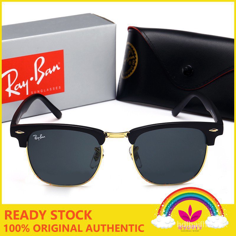 Hiyt ขายดีที่สุด แว่นตากันแดด Ray_ Ban Ray_ Ban RB3016 Clubmaster 100% 2019 สีดํา สีเทา