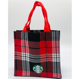 STARBUCKS Scott red bag ถุงสตาร์บัคลายสก๊อตสีแดง ของแท้ 100%