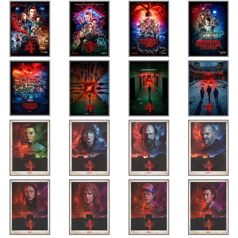 Stranger Things Season 4 โปสเตอร์ 2022 ร้อน Montauk TV Series ตกแต่งสําหรับบ้านวินเทจตกแต่งห้อง ซื้อ 3 แถม 4