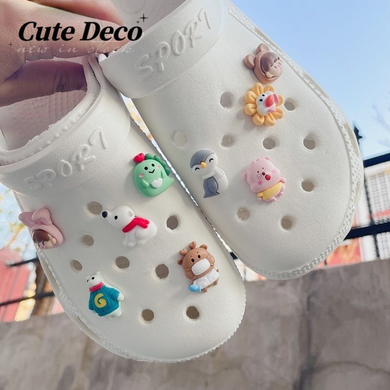 【 Deco น่ารัก】การ์ตูนสัตว์น่ารัก (8 แบบ) เด็กผู้ชาย / เด็กผู้หญิง / เพนกวิน / หมีขั้วโลก จี้กระดุม Crocs / น่ารัก Jibbitz Croc รองเท้า DIY / วัสดุเรซินเสน่ห์ สําหรับ DIY