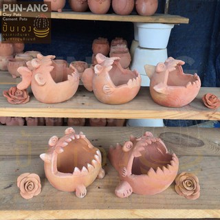 กระถางดินเผารูปฟันโหดๆ กระถางไลทอป ขนาด 3x3 พร้อมส่ง