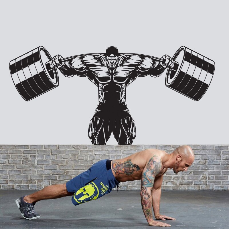 ฟิตเนส Wall Decal GYM สติกเกอร์แก้ว Body-building โปสเตอร์ไวนิล Wall Decals ภาพจิตรกรรมฝาผนัง Crossf