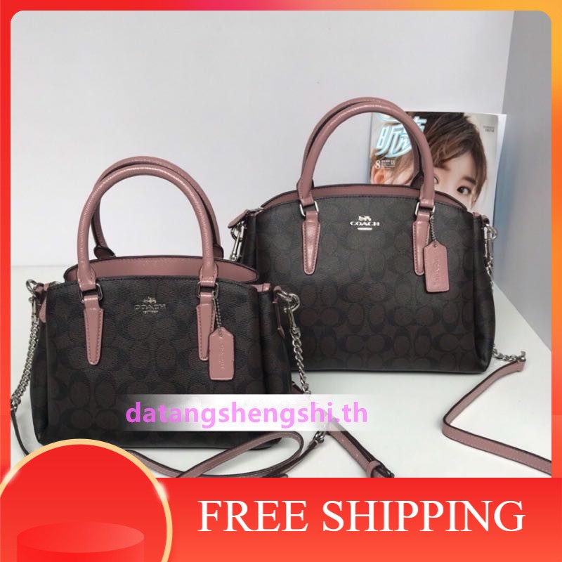 แท้%Coach : F 31985 : กระเป๋าผ้าใบสะพายไหล่ขนาดมินิ ( Im / กากี Oxblood Multi )