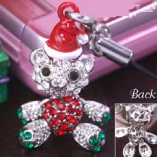 แท้ 100% จากญี่ปุ่น พวงกุญแจ สายเชือก หมี  Christmas Edition Bear Cell Phone Charm (Santa Claus/Silver)