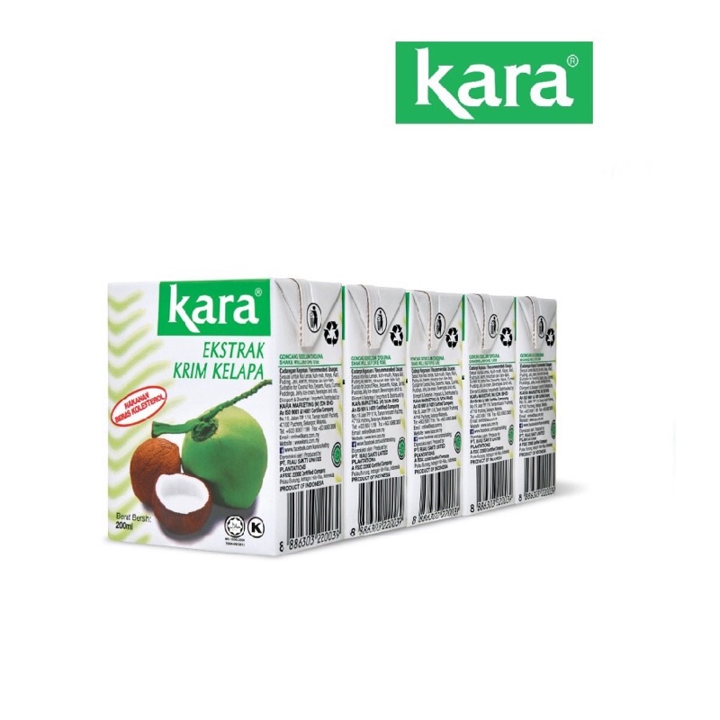 Kara Coconut Milk Extract Coconut Cream 200ml x 5 ชิ้น KARA / ครีมมะพร้าว กะทิ