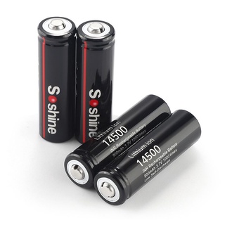 ถ่านชาร์จ Soshine 14500 แท้  Li-Ion Battery 3.7V ความจุแท้เต็ม 900mAh ล็อตใหม่ก้อนสีดำ