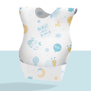 Disposable Baby Bibs ผ้ากันเปื้อนเด็ก ปราศจากสารเรืองแสง ผ้ากันเปื้อนใช้แล้วทิ้ง ผ้ากันเปื้อนพกพาสะดวก ลายการ์ตูน