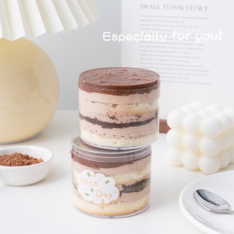 B023 พร้อมส่ง!รับคนละครึ่งค่า(แพค20กล่อง) กล่องพลาสติกแข็งทรงกลม ใส่ขนม เค้ก ของอเนกประสงค์