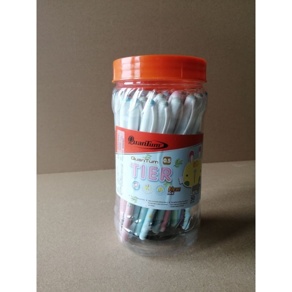 ปากกา​ QuanTum​ TIER หมึก​สีน้ำเงิน​ 0.5​ มม.​ 1​ กระปุก​ มี​ 50​ ด้าม​
