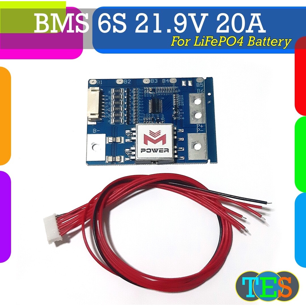 LiFePO4 Battery BMS 6S 21.9V 10A วงจป้องกันแบตเตอรี่เสื่อม เหมาะสำหรับเแอมป์จิ๋ว 24V ลำโพงบูลทูธ