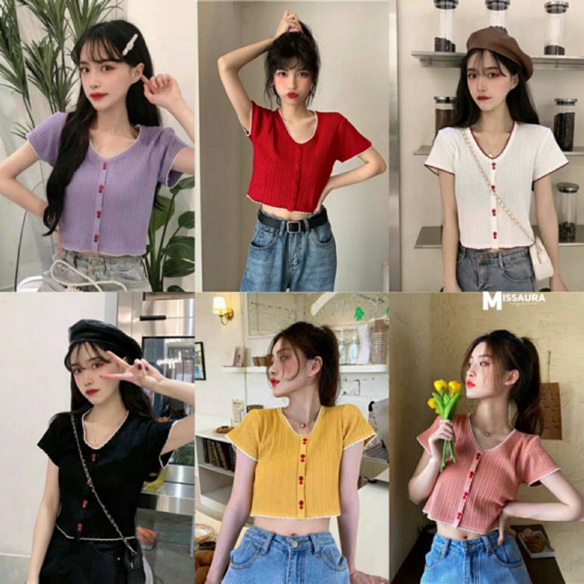 MILINNA เสื้อไหมพรมแขนสั้น แต่งกระดุม CARDIGAN_NISTA​