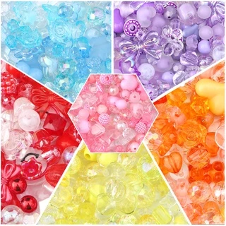 ลูกปัดพลาสติกอะครีลิคแบบสุ่มผสม 30g สำหรับ DIY งานเครื่องประดับทำสร้อยคอ สร้อยข้อมือ และพวงกุญแจ