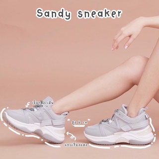 พร้อมส่ง ลด 50%  รองเท้าผ้าใบ sandy sneaker (รองเท้าผ้าใบ รุ่น แซนดี้ สีเทา สูง 6 cm )