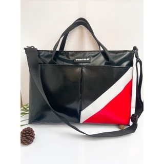 กระเป๋าสะพายได้ ถือได้ทรงช้อปปิ้ง ขนาด18x11นิ้ว มีซิปมีช่องลับ(ใบใหญ่ใส่โน๊ตบุ๊กได้)
