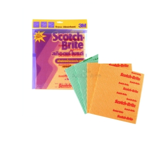 [ เหลือ 79.- เก็บโค้ดหน้าร้าน ]ผ้าฟองน้ำ Scotch Brite อเนกประสงค์ [แพ็ค 4 ชิ้น] 3M Sponge Clot