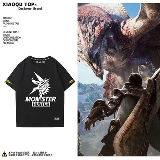 T-shirt  Monster Hunter World เสื้อยืดแบบสแตนด์อโลนเกม Thunder wolf dragon bombing dragon ความเห็นอกเห็นใจผู้ชายและผู้หญ