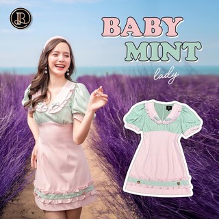 พร้อมส่ง 🦄 BLT SIZE L 🍭 Baby Mint เดรสสั้นแขนตุ๊กตา สีเขียวมิ้นท์ ตัดกับสีชมพูพาสเทล น่ารักสุดๆ