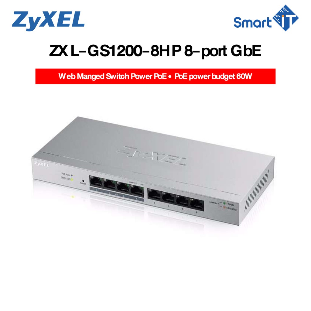 Zyxel GS1200-8HP 8-port GbE Web Manged Switch