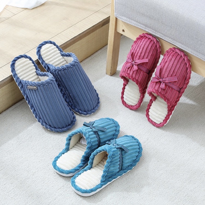 รองเท้าใส่ในบ้าน slipper สลิปเปอร์ ผูกโบว์ นิ่มใส่สบาย (life）