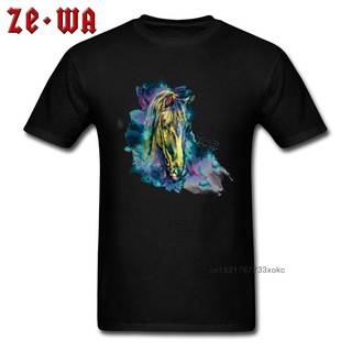 ใหม่ เสื้อยืดผ้าฝ้าย 100% พิมพ์ลายม้า ดอกไม้ สไตล์อังกฤษ แฟชั่นฤดูร้อน ฤดูใบไม้ร่วง สําหรับผู้ชายS-5XL