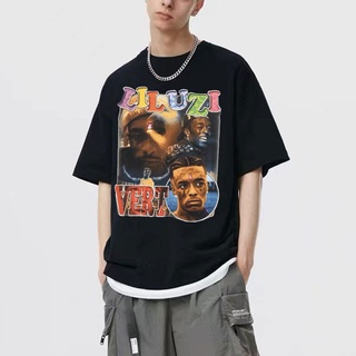 ผ้าฝ้ายแท้เสื้อยืดแขนสั้นลําลอง ผ้าฝ้าย พิมพ์ลาย Rapper Lil Uzi Vert สไตล์ฮิปฮอป แฟชั่นคลาสสิก สําหรับผู้ชาย และผู้หญิงS