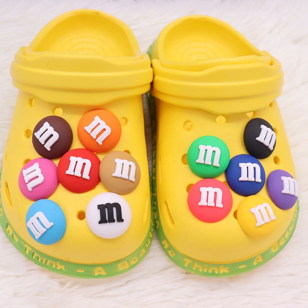 Mm อุปกรณ์เสริม จี้รูปถั่วช็อกโกแลต สีรุ้ง สําหรับตกแต่งรองเท้า Crocs Jibbitz