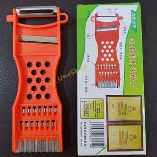 พร้อมส่ง!! ที่ขูดมะละกอ ที่ปอกอเนกประสงค์ ที่ปอกผลไม้ 5in1 แบบมีกล่อง**สีส้ม** (1 อัน/กล่อง)