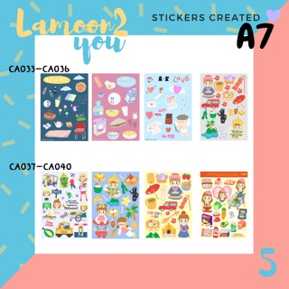 สติกเกอร์ไดคัท Sticker Die-Cut A7 ลายน่ารัก แผ่นละ19฿ 3แผ่น50฿