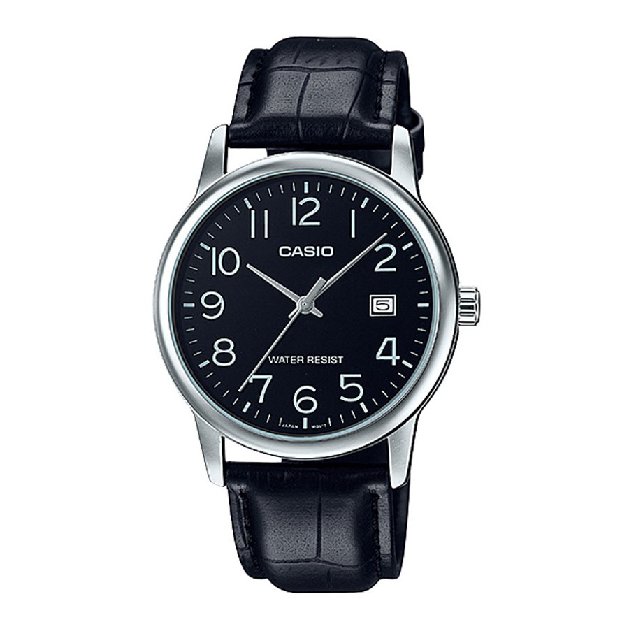 Casio Standard นาฬิกาข้อมือผู้ชาย สายหนัง รุ่น MTP-V002L,MTP-V002L-1B - สีดำ