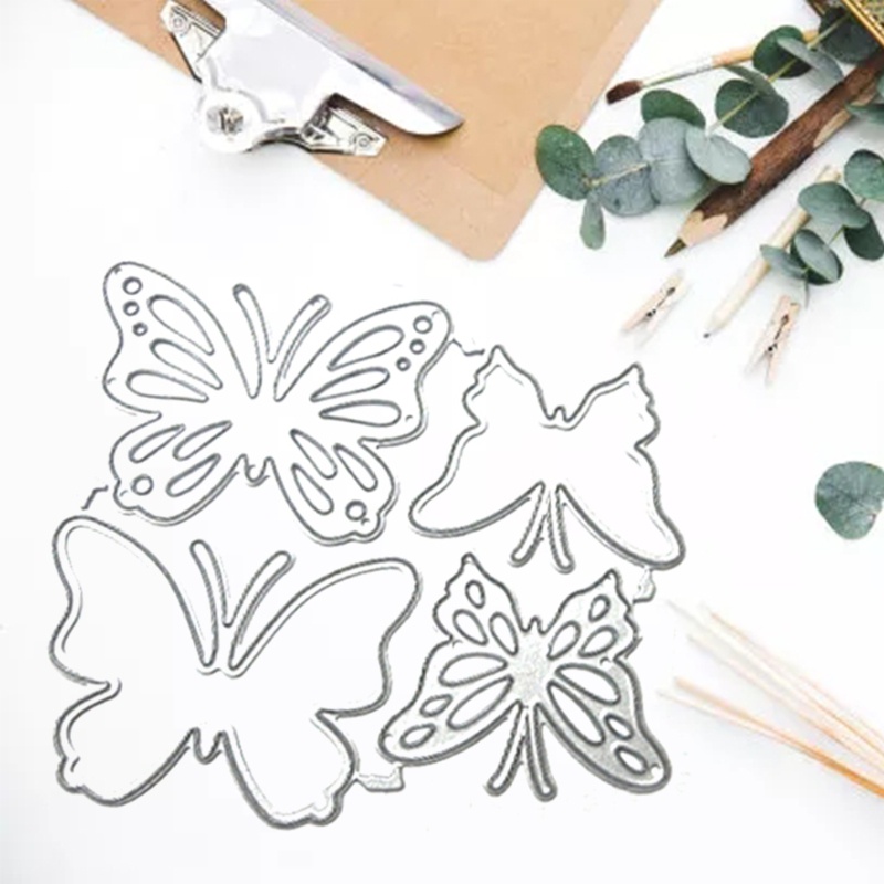 Stat Metal Cutting Dies Combining 4 ชิ้นสําหรับผีเสื้อสําหรับการ์ด DIY Mak