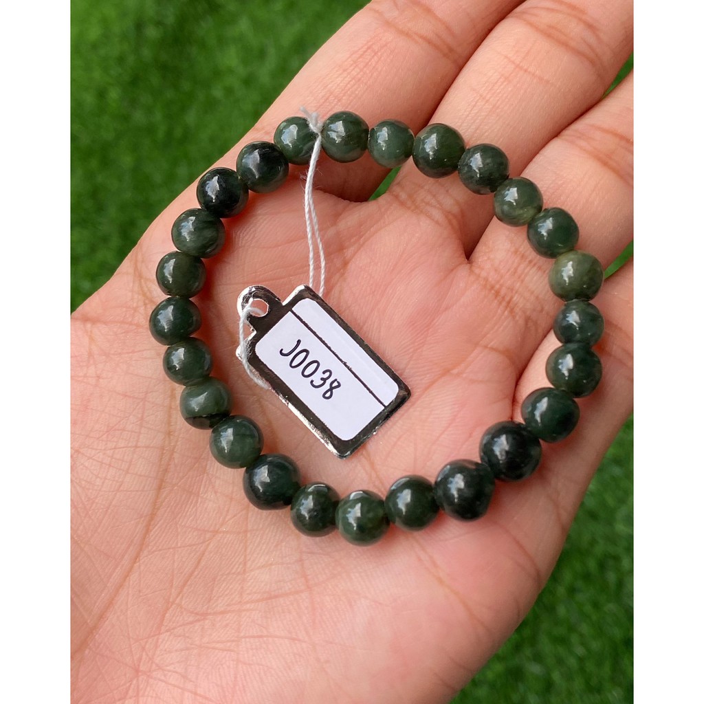 J0038 หยก พม่า แท้ Jade กำไล ประคำหยก (Jadeite Beads Bracelet) พม่า (Myanmar)