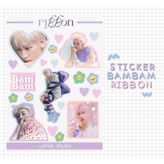 สติ๊กเกอร์ Ribbon x BamBam ขาวมัน/PP (ไดคัท/ไม่คัท)