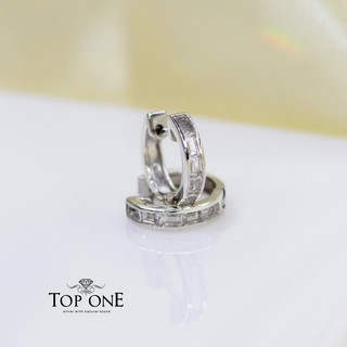 Top1Jewelry ต่างหู Huggie เงินแท้925 พลอยแท้ White Topaz