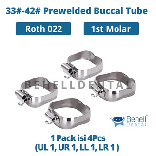 MOLAR BAND ROTH 0.22 ORTHO BEHEL GIGI ISI 4 PICS / Molarband ring buccal tube dental Roth 022 / Bracket Untuk Gigi Geraham Perawatan Kawat Gigi // Behelldental Original Size 33 34 35 36 37 38 39 40 41 42
