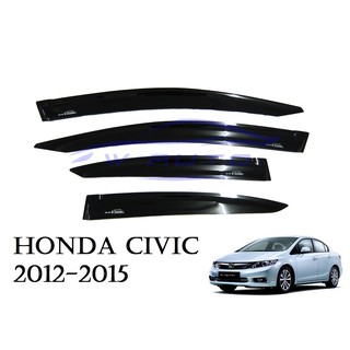 (4ชิ้น) กันสาดประตู รถยนต์ ฮอนด้า ซีวิค ปี 2012-2015 สีดำ Honda Civic Sedan Windshield Visor คิ้วกันลม คิ้วกันฝนสาด