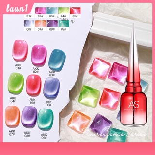 ยูวียาทาเล็บ set สีเจล As 15ml. - Florescent cat eye สีแจ่มแคทอาย สีทาเล็บเจล เซ็ต 9สี ยาทาเล็บเจล AS ฝาแหลม สีเจลทาเล็บ (AKK) COD