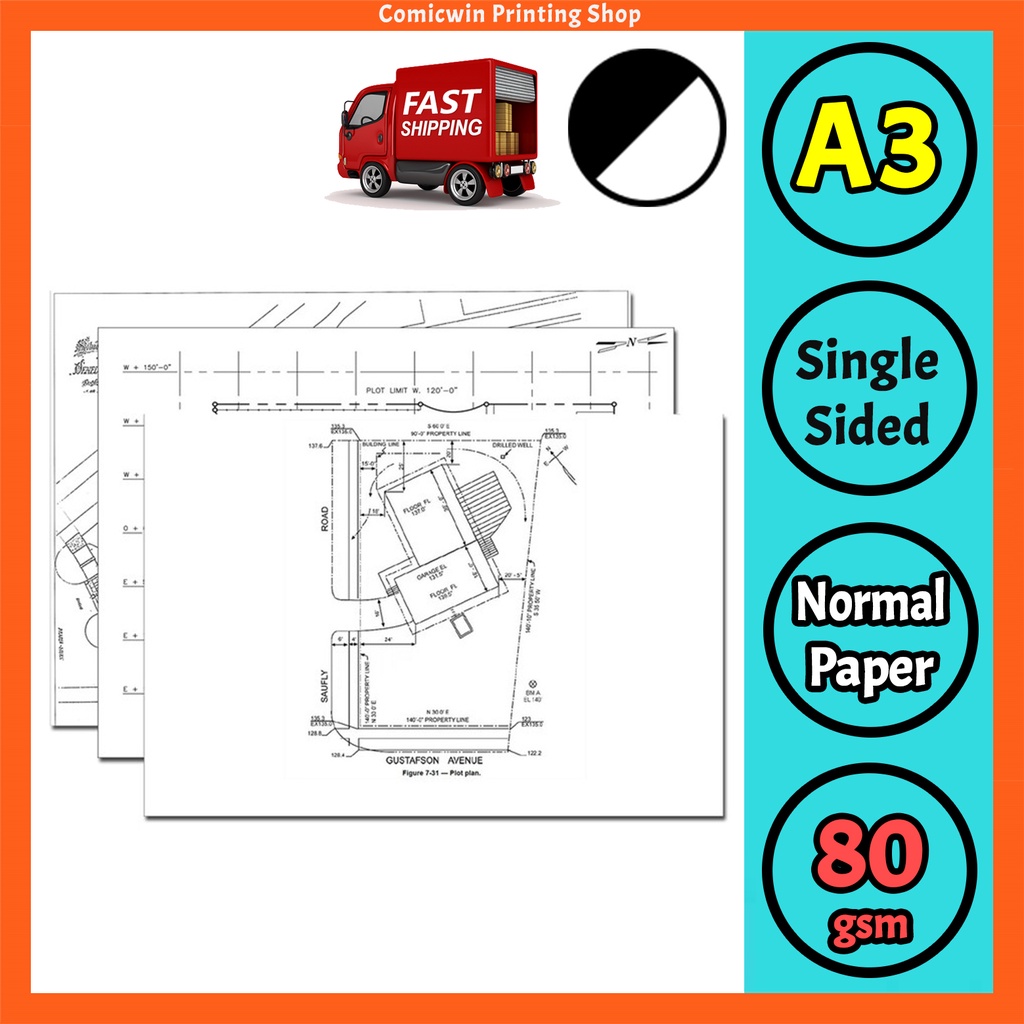[INSTANT] A3 Printing A3 Copy Printing Service (ขาวดํา, 80gsm, Single Sided) 印复 打印 A3 Cetak