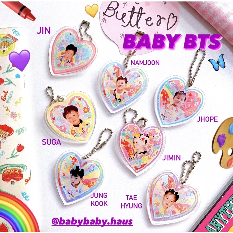 baby 💜 บังทัน KEYRING 💜 พวงกุญแจ อะคริลิค พร้อมส่ง ห่วงไข่ปลา บีทีเอส bangtan
