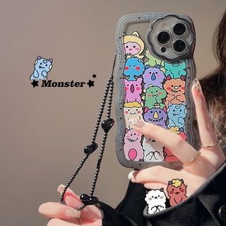 เคสโทรศัพท์มือถือ ลายดอกไม้มอนสเตอร์ พร้อมสายคล้อง สําหรับ IPhone 13promax 12 11 7Plus X XR XSMAX