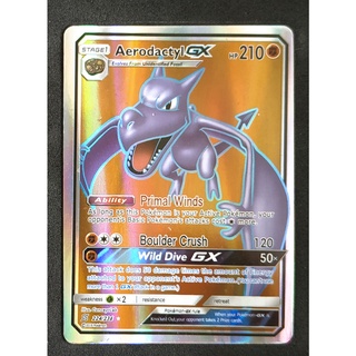 Aerodactyl GX Card 224/236 พูเตร่า Pokemon Card Gold Flash Light (Glossy) ภาษาอังกฤษ