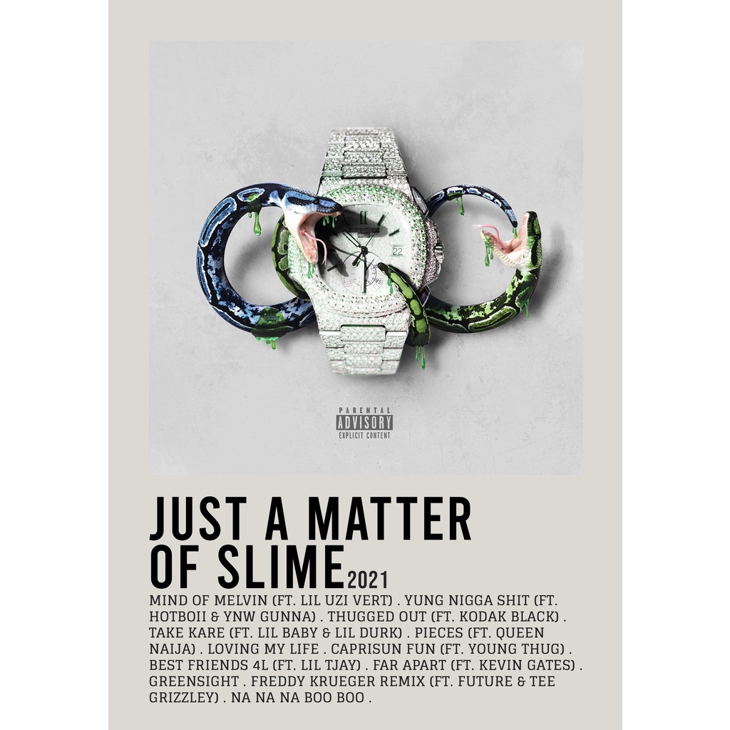 โปสเตอร์ปกอัลบั้ม Just A Matter of Slime โดย YNW Melly สําหรับห้อง/บาร์เบอร์ยิม
