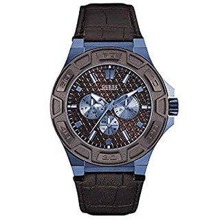 GUESS MENS FORCE W0674G5 45MM BROWN LEATHER BAND STEEL - นาฬิกาแบรนด์เนมแท้ 100% สำหรับคุณผู้ชาย G-016