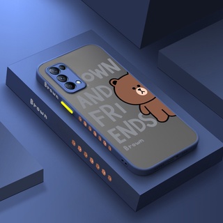 Oppo Reno 5 Reno 5 Pro เคสหมี ฝ้า โปร่งใส แข็ง ด้านข้าง เคสกล้อง แบบเต็ม