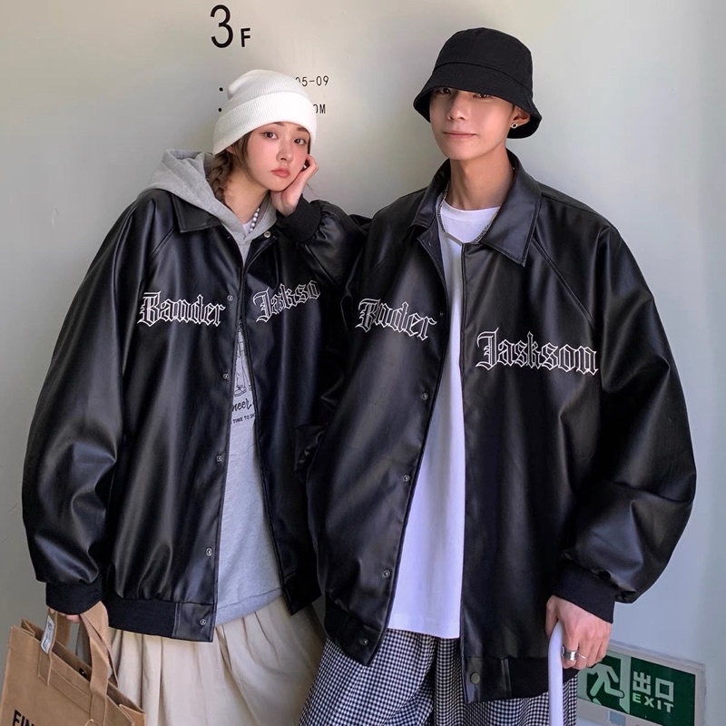 Pander FULL LEATHER BOMBER JACKET (ภาพจริง)