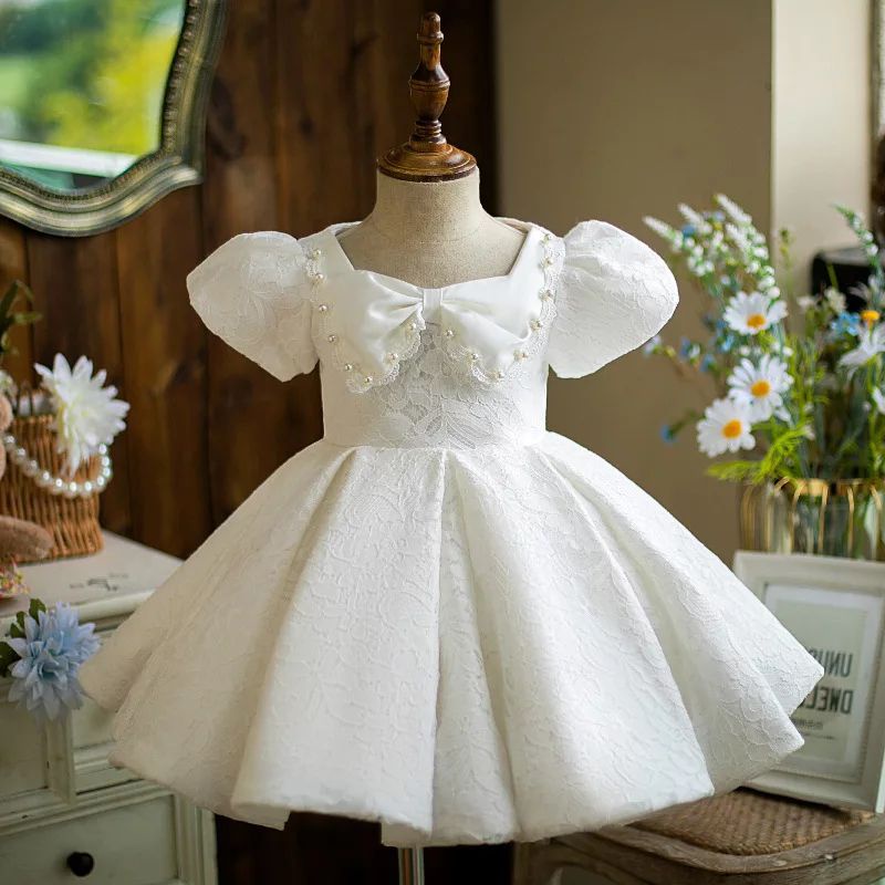 WHITE DRESS สีขาว BAPTISC CHURCH DRESS BAPTIS ORGANZA GIRLS BABY GIRLS BIRTHDAY PARTY DRESS GIRLS BR