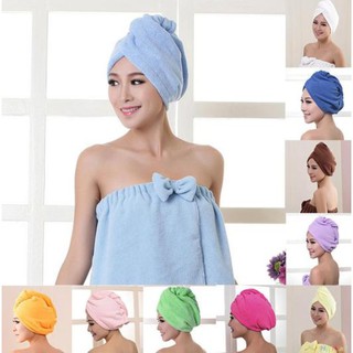 Yshopping หมวกคลุมผมนาโน หมวกคลุมผมอาบน้ำ Micro-fiber dry hair cap bath towel หมวกคลุมผมทำครัว หมวกผ้าคลุมผม