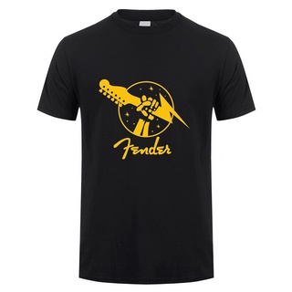 เสื้อยืดแขนสั้น คอกลม ผ้าฝ้าย พิมพ์ลาย Fender Guitar แฟชั่นฤดูร้อน สําหรับผู้ชายS-5XL