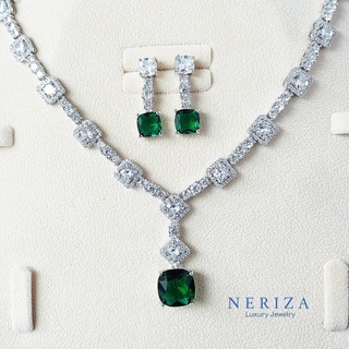 Neriza jewelry/เครื่องประดับเจ้าสาวเพชรสังเคราะห์ประกายเทียบเท่าเพชรแท้  จัดส่งฟรีพร้อมกล่องNZC027