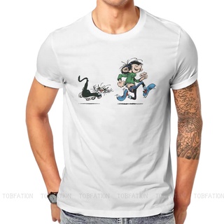 เสื้อยืดแขนสั้น พิมพ์ลายกราฟฟิคแมว Gaston Lagaffe Comics สไตล์สตรีท ใส่สบาย ของขวัญพิเศษ สําหรับผู้ชายS-5XL